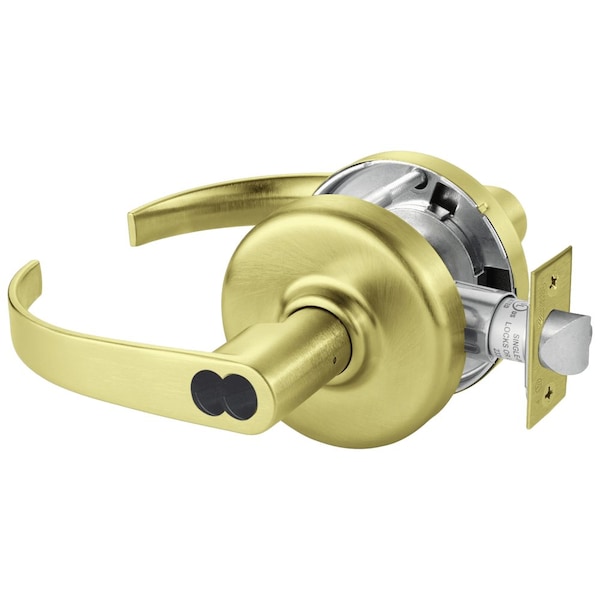 Grade 1 Classroom Cylindrical Lock, Princeton Lever, LFIC Less Core, Satin Brass Finish, Non-handed